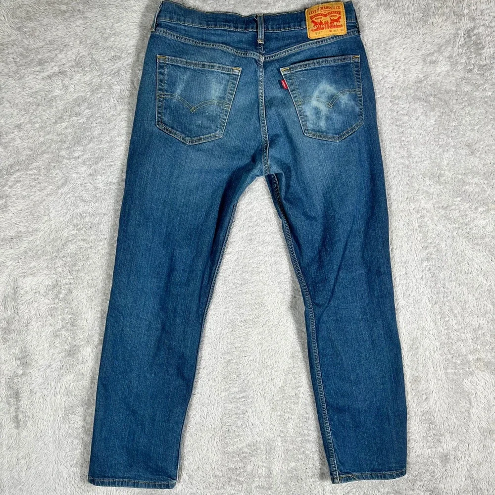 Levis 514 Straight Fit Mens Jeans Blue Medium Wash Denim 34x30 Stretch